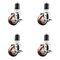 Service Caster 3 Inch 316SS Maroon Poly Swivel 1-3/4 Inch Expanding Stem Caster Set Brake SCC SCC-SS316EX20S314-PPUB-MRN-TLB-134-4 - alternate 1